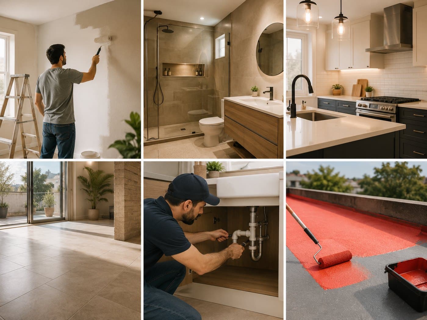Trabajos de remodelación: pintura, baño, cocina, pisos y plomería